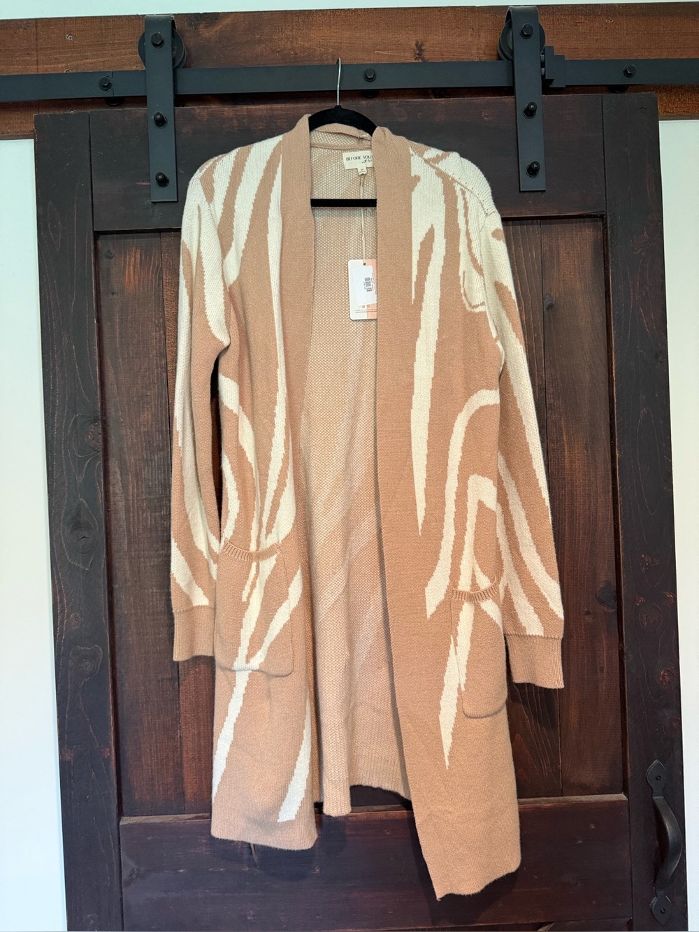 Beige and Cream Patterned Women's Cardigan